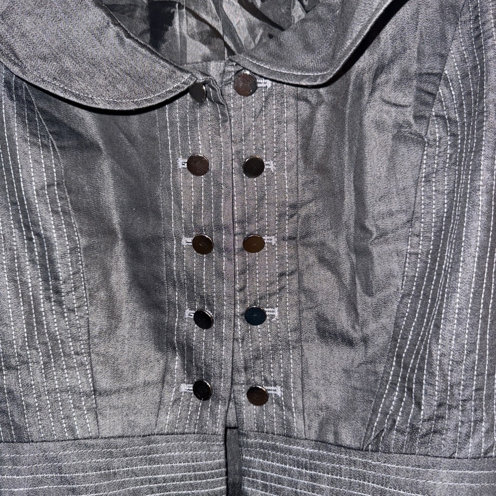 Will Smith Button Vest Women's Large Black Flutter Waist  Pattern Stitching - Picture 3 of 5